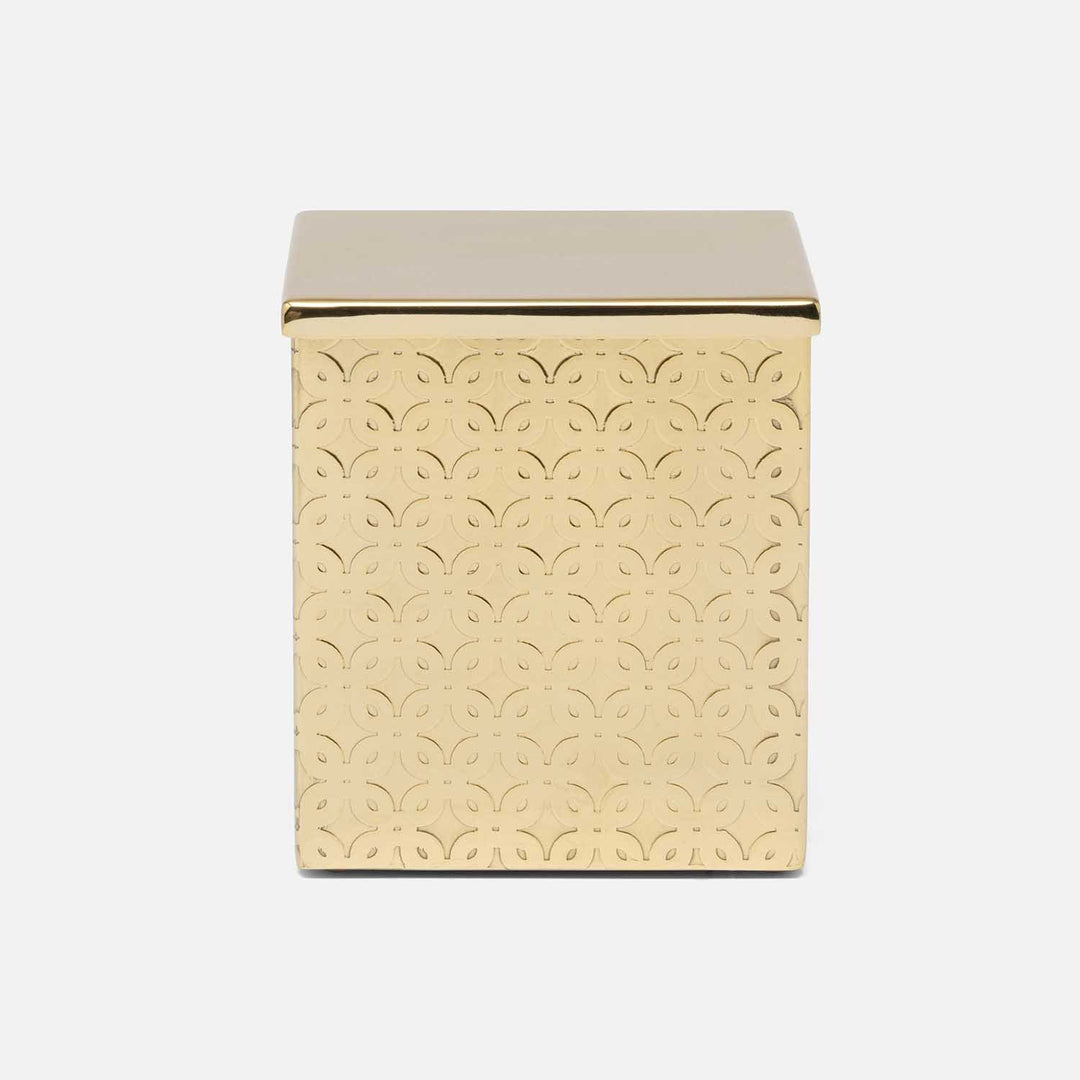 Concord, Shiny Gold, Canister, Square Straight, Large, Lattice Stainless Steel