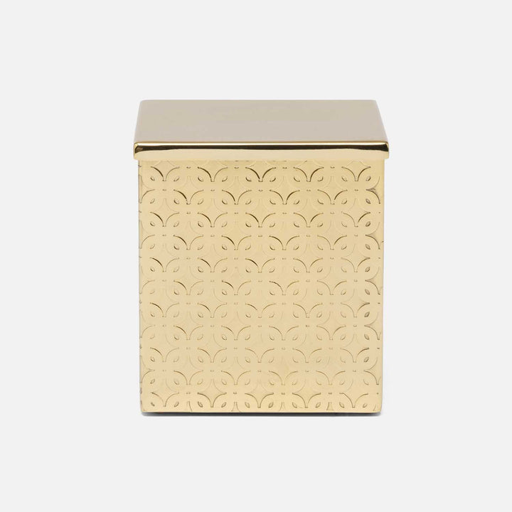 Concord, Shiny Gold, Canister, Square Straight, Large, Lattice Stainless Steel