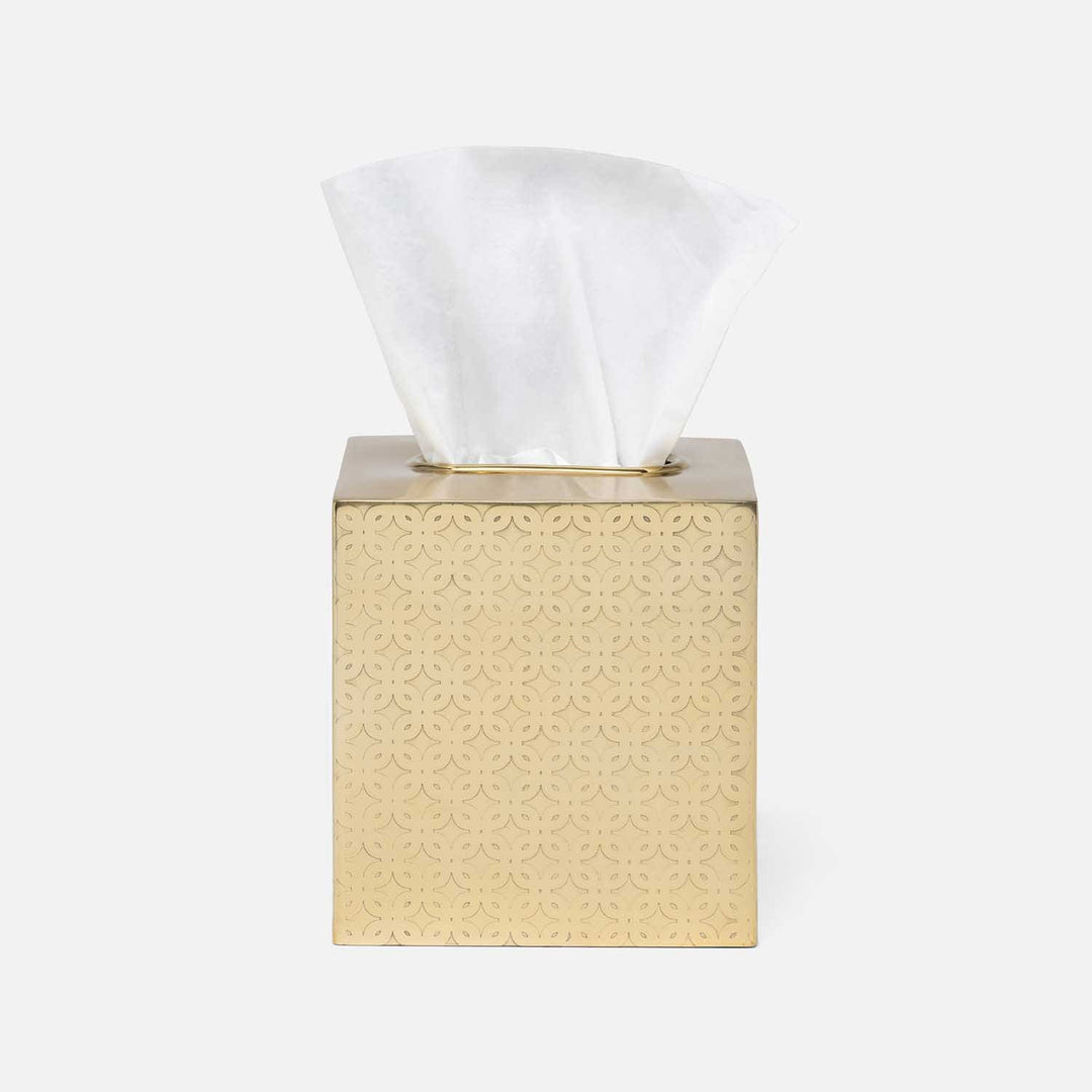 Concord, Shiny Gold, Tissue Box, Square Straight, Lattice Stainless Steel