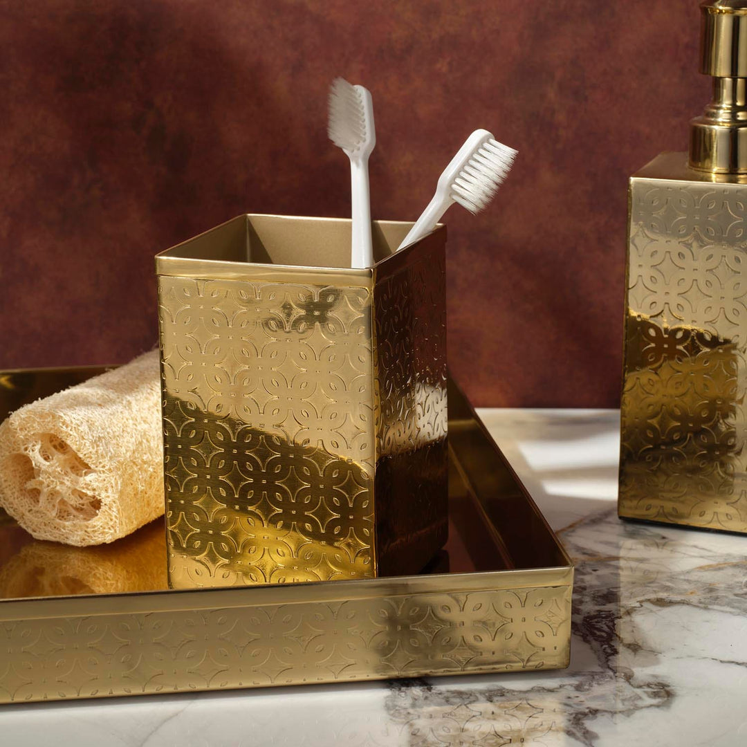 Concord, Shiny Gold, Nested Trays, Rectangular Straight, Lattice Stainless Steel, S/2