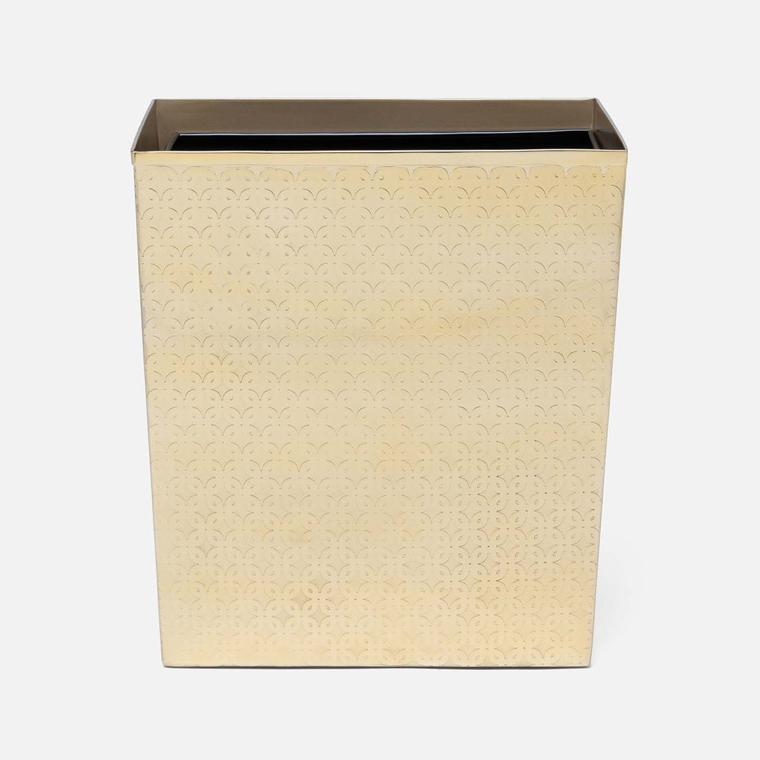 Concord, Shiny Gold, Wastebasket, Rectangular Tapered, Lattice Stainless Steel