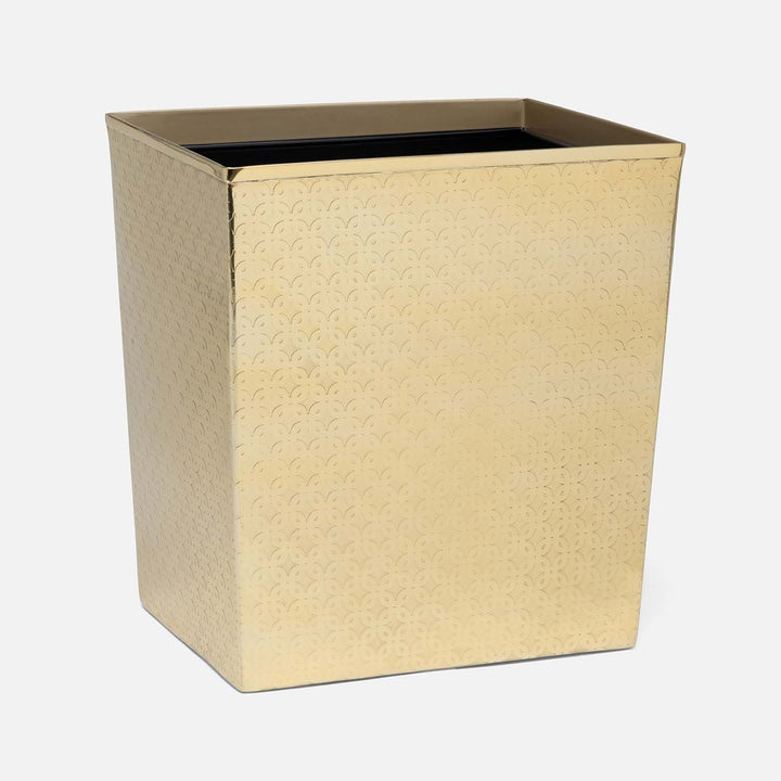 Concord, Shiny Gold, Wastebasket, Rectangular Tapered, Lattice Stainless Steel