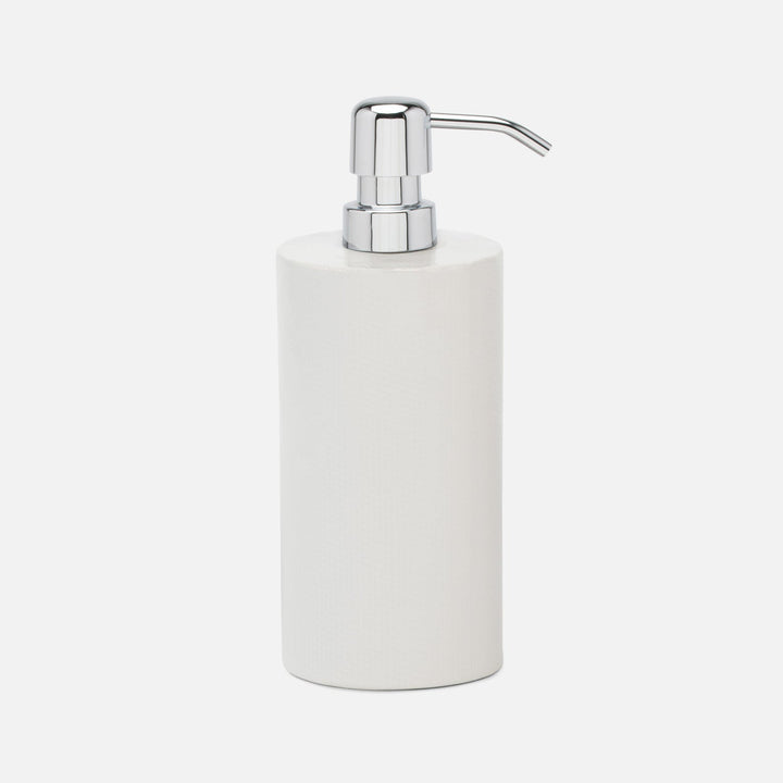 Cordoba, White Burlap, Soap Pump, Round, Ceramic