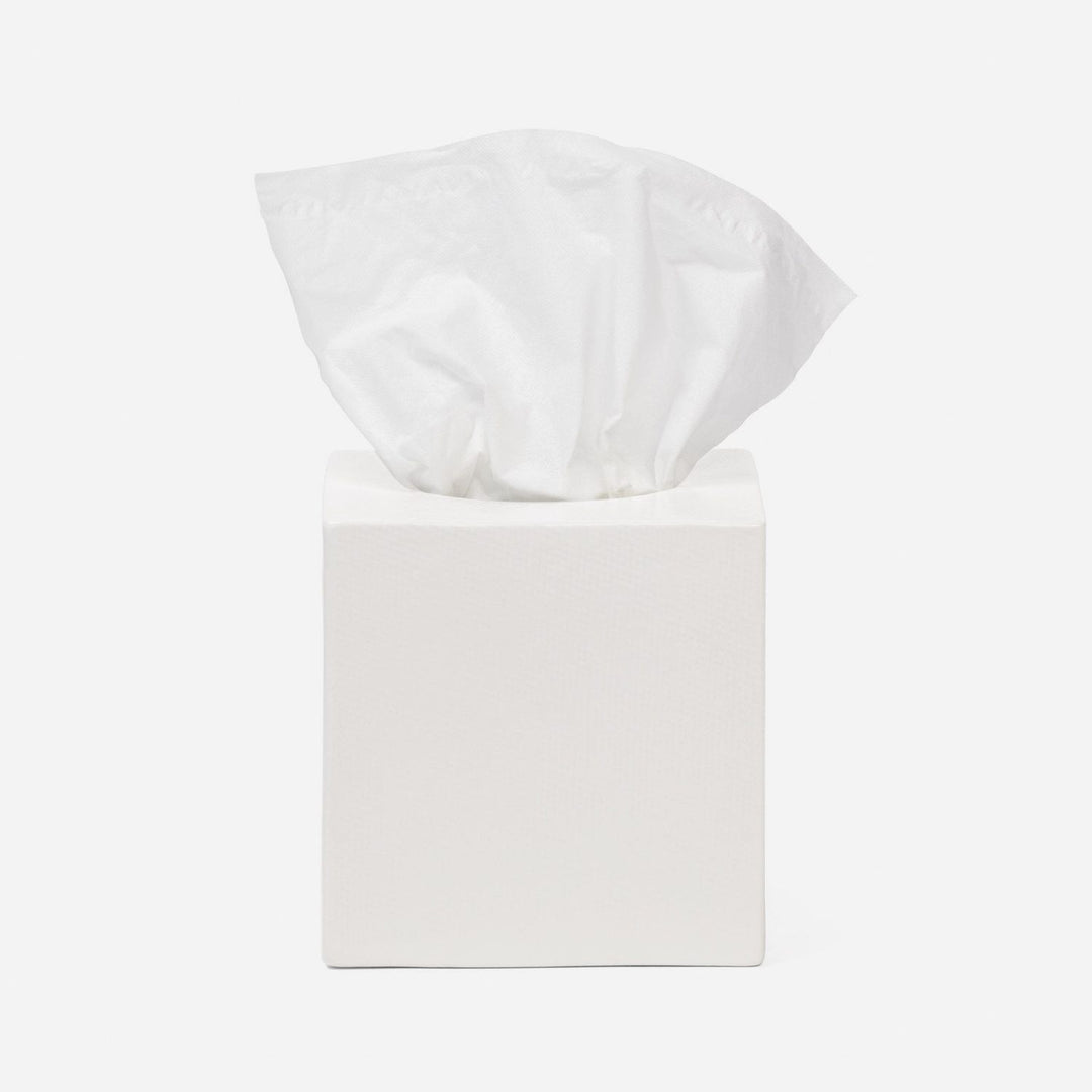 Cordoba, White Burlap, Tissue Box, Square Straight, Ceramic