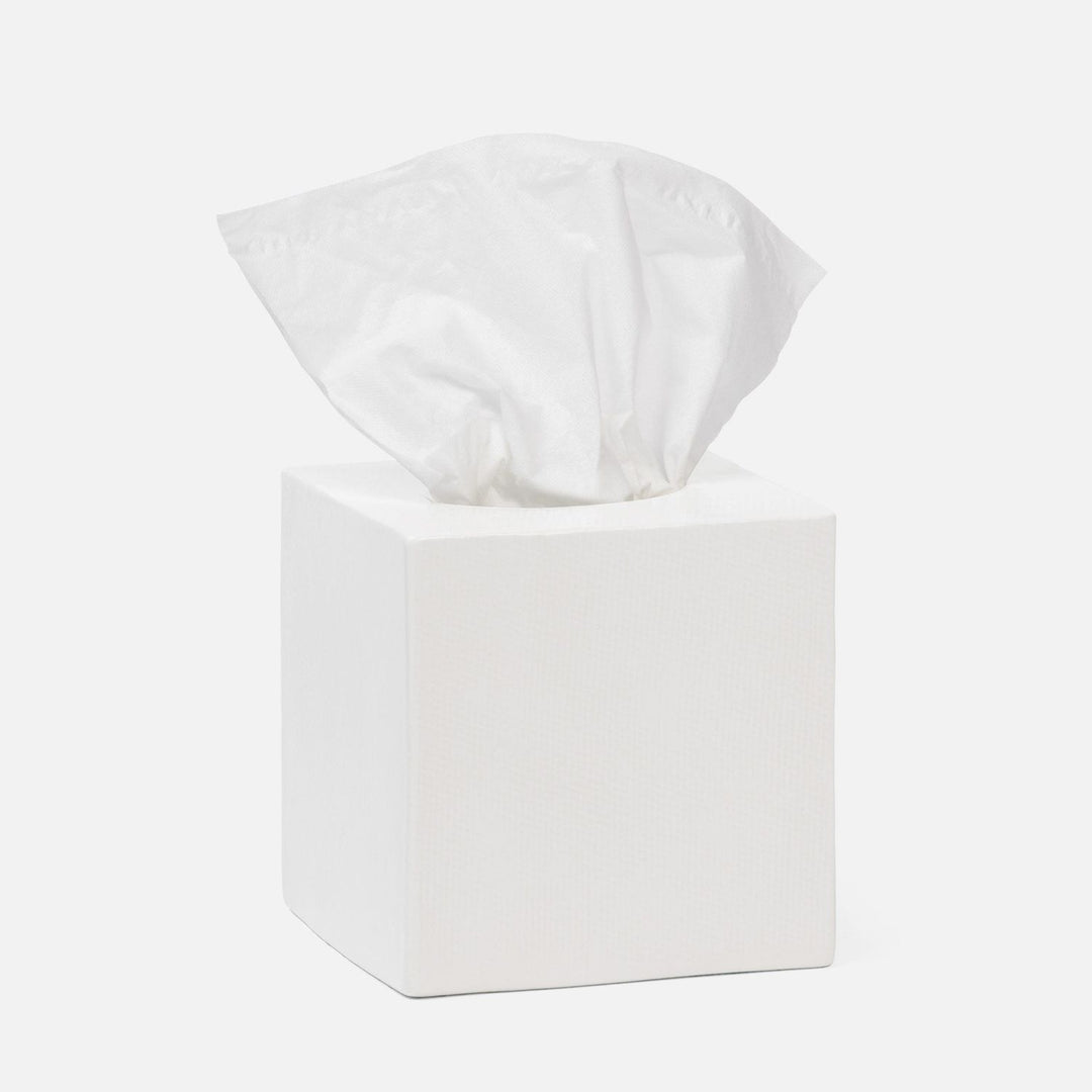 Cordoba, White Burlap, Tissue Box, Square Straight, Ceramic