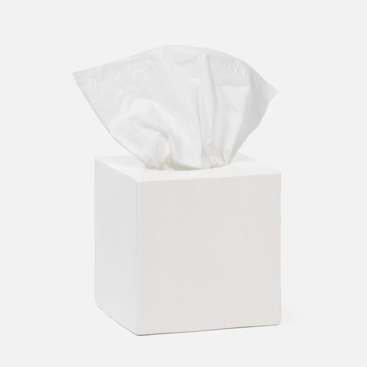Cordoba, White Burlap, Tissue Box, Square Straight, Ceramic