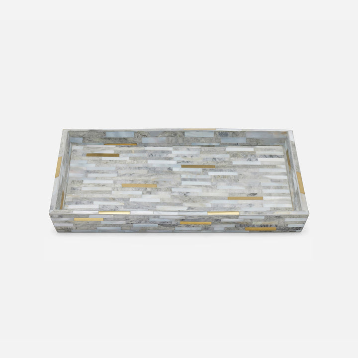Cortona, Gray, Brass Mix W/ Shell, Tray, Large, Rectangular Tapered