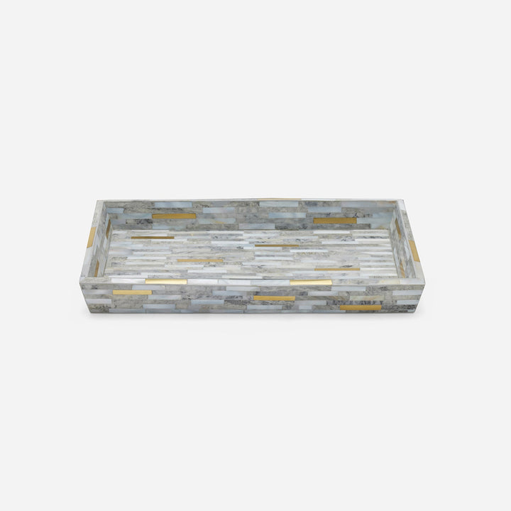 Cortona, Gray, Brass Mix W/ Shell, Tray, Small, Rectangular Tapered