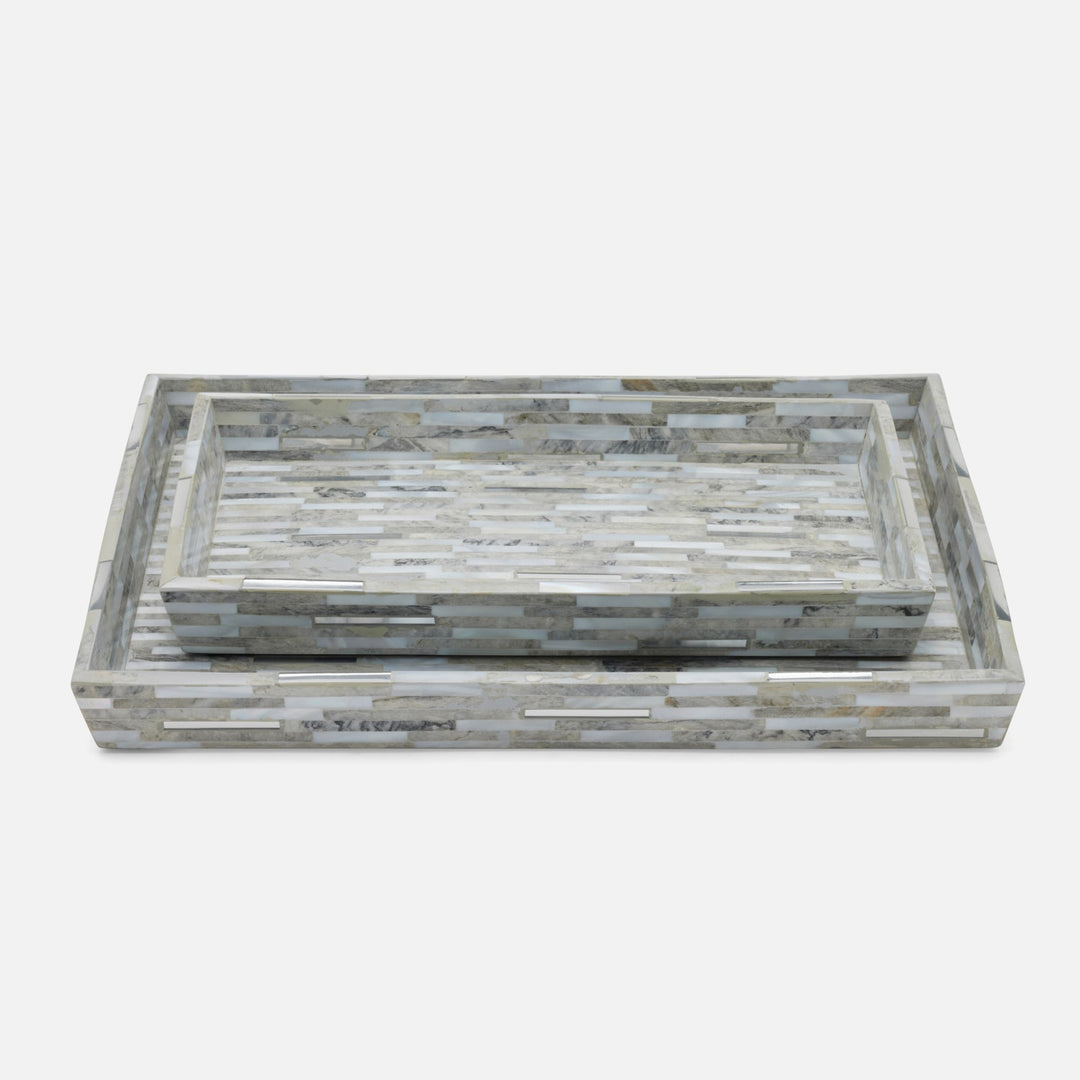 Cortona, Gray, Silver Mix W/ Shell, Tray, Small, Rectangular Tapered