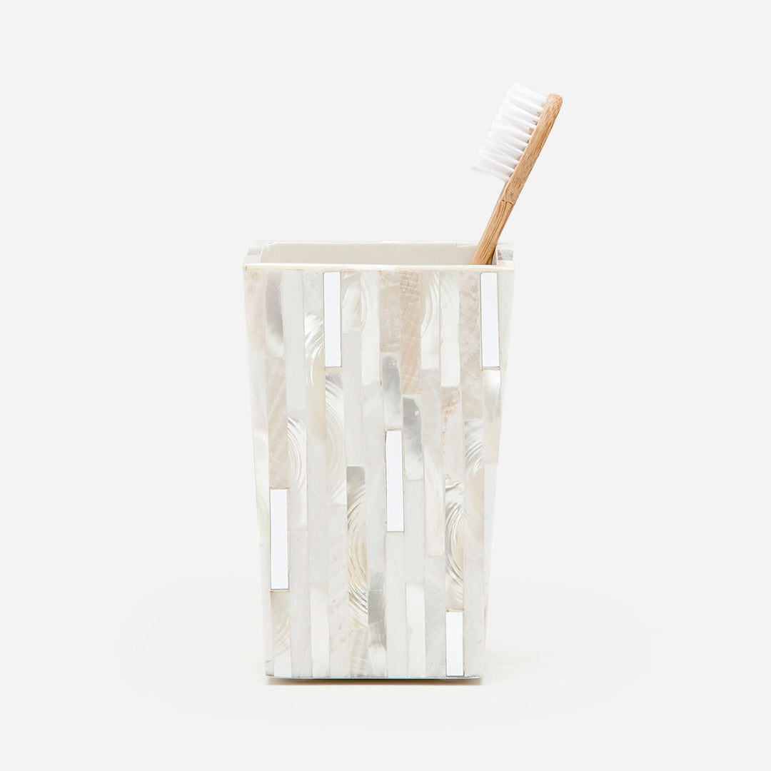 Cortona, Silver Mix W/ Shell, Brush Holder, Square Tapered, White