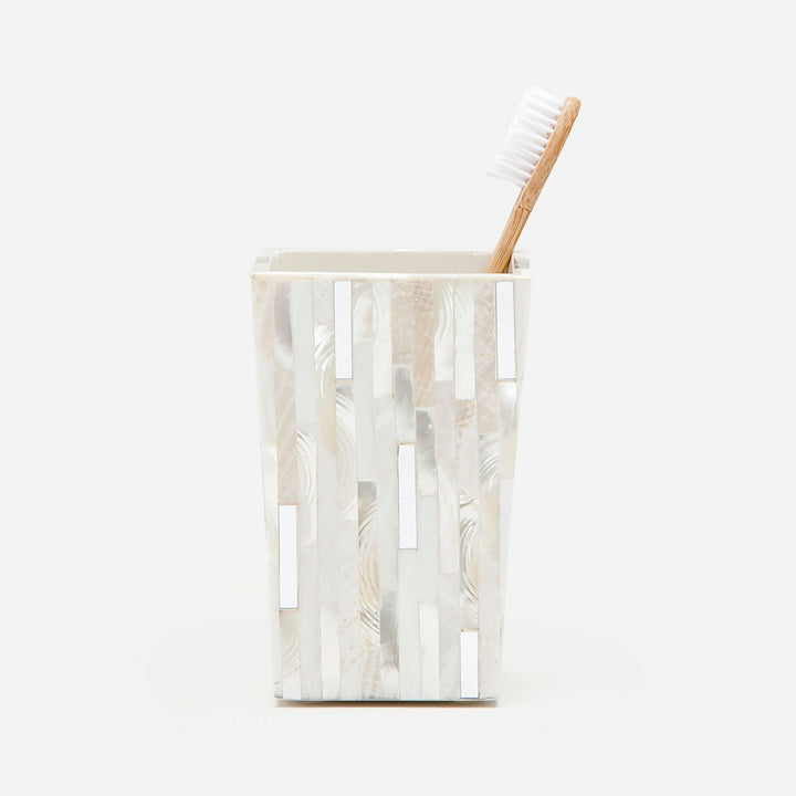Cortona, Silver Mix W/ Shell, Brush Holder, Square Tapered, White