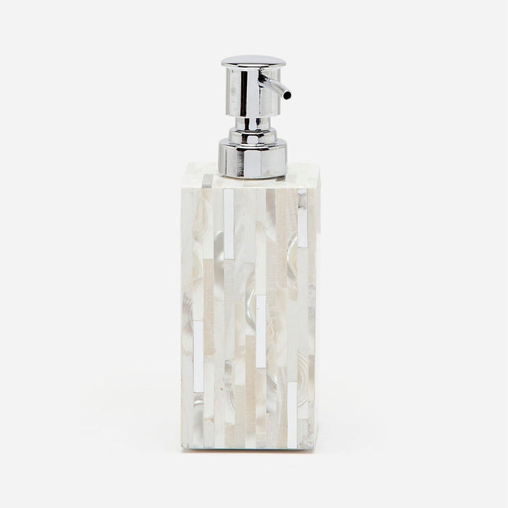 Cortona, Silver Mix W/ Shell, Soap Pump, Square Straight, White