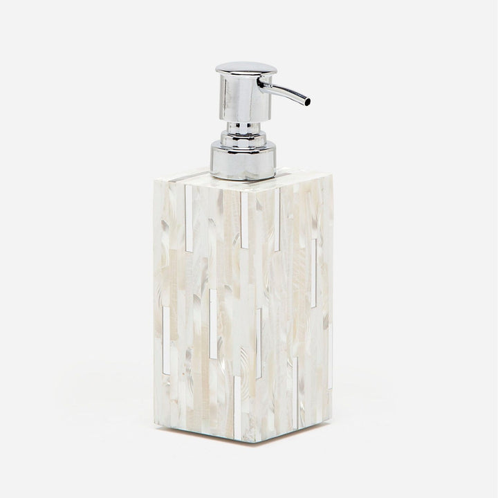 Cortona, Silver Mix W/ Shell, Soap Pump, Square Straight, White