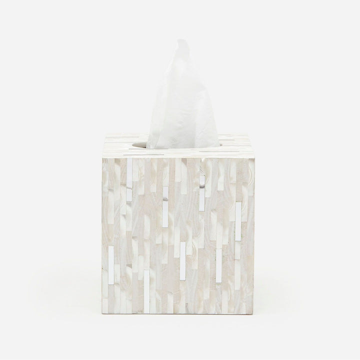 Cortona, Silver Mix W/ Shell, Tissue Box, Square Straight, White