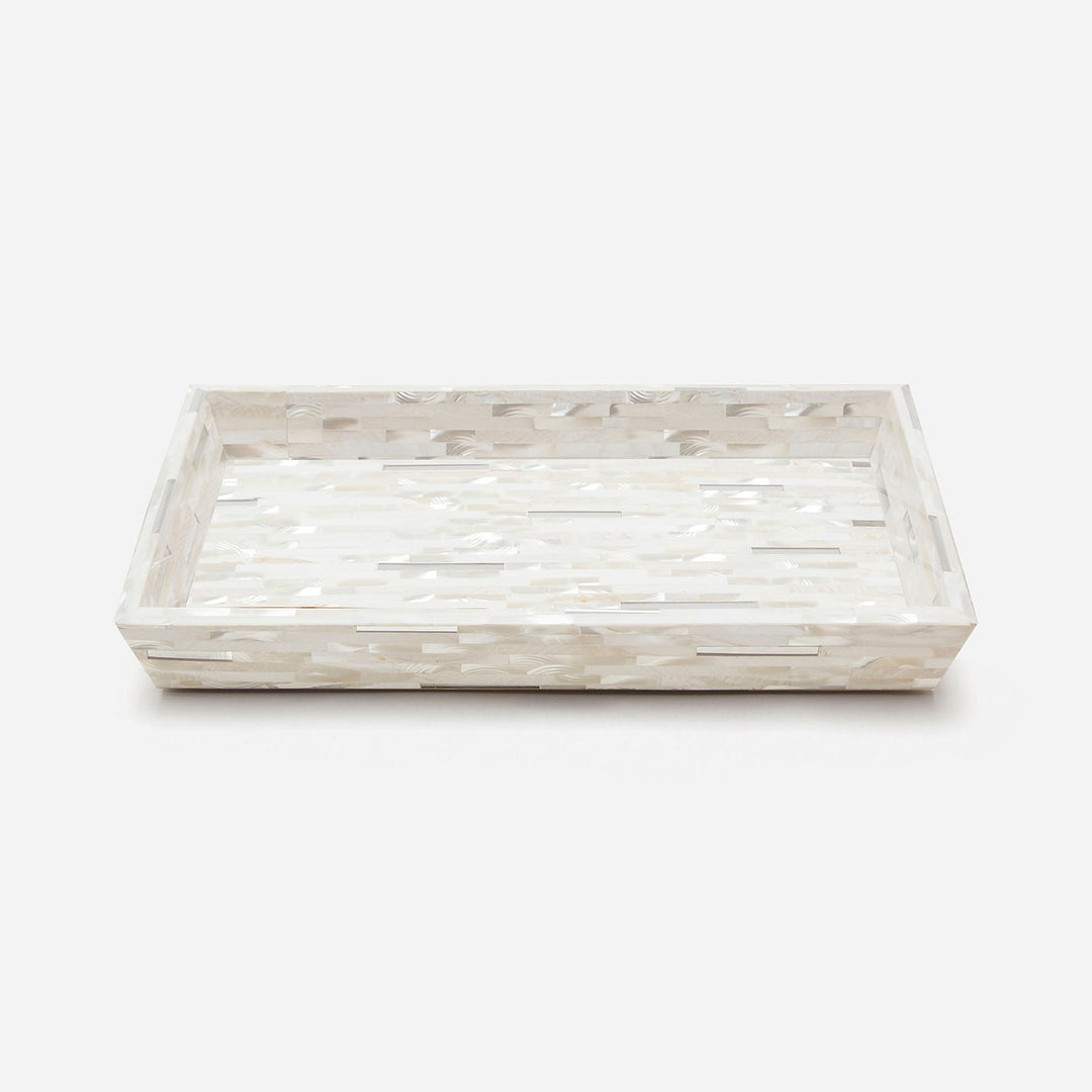 Cortona, Silver Mix W/ Shell, Tray, Small, Rectangular Tapered, White