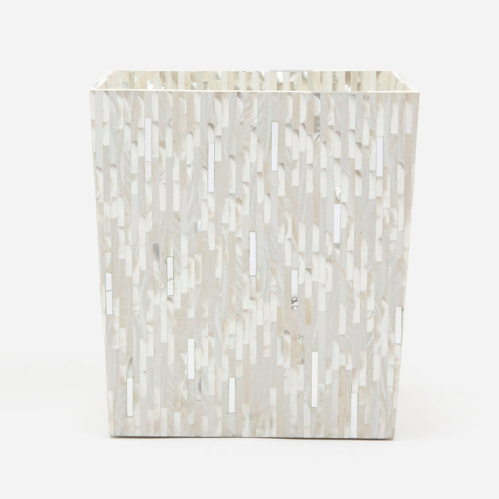 Cortona, Silver Mix W/ Shell, Wastebasket, Rectangular Tapered, White