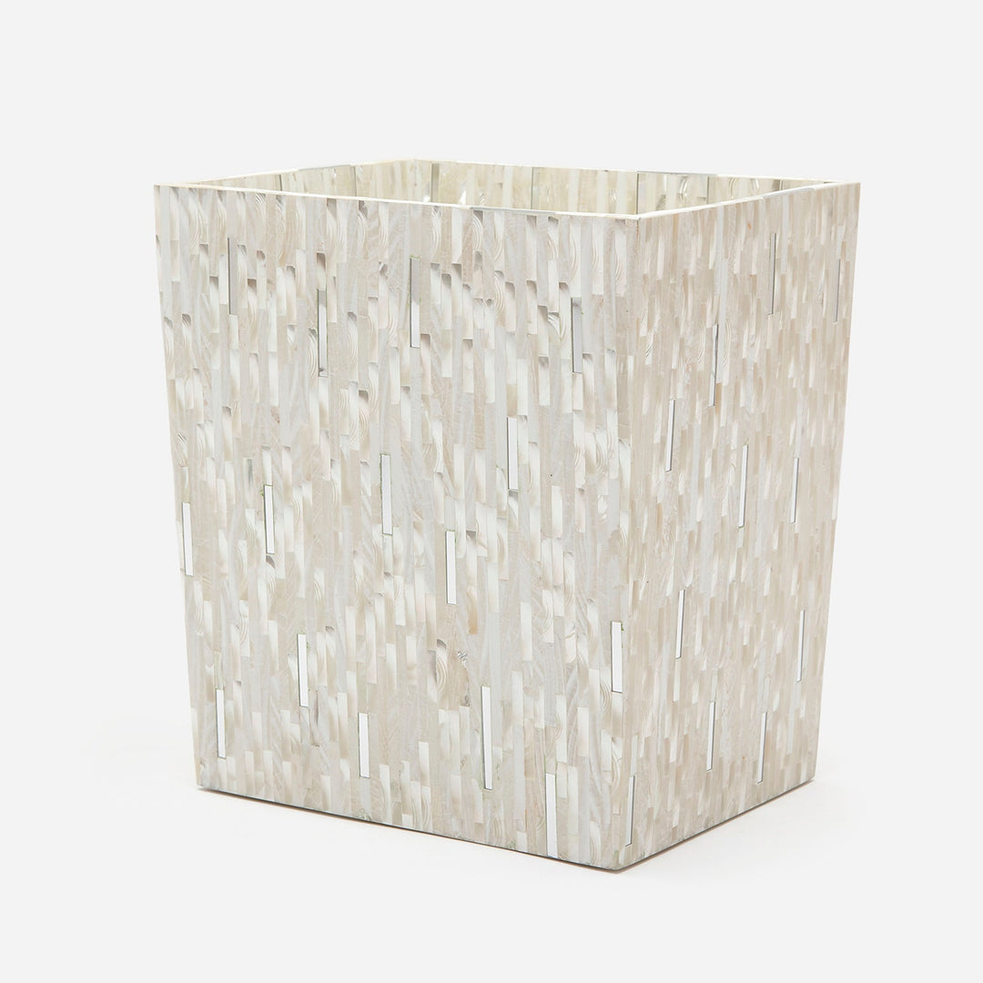 Cortona, Silver Mix W/ Shell, Wastebasket, Rectangular Tapered, White