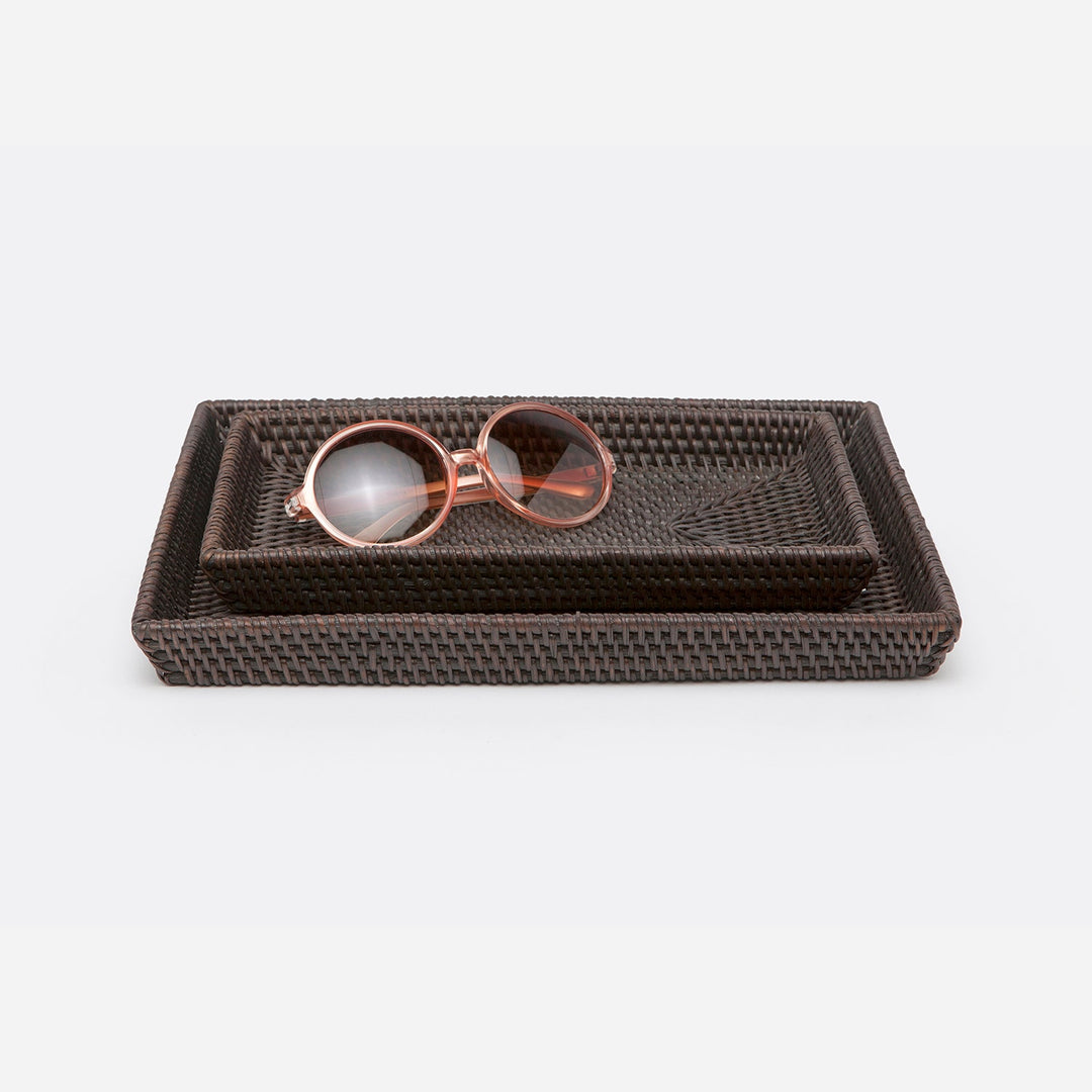 Dalton, Coffee, Nested Trays, Rectangular Tapered, Rattan, S/2