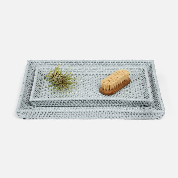 Dalton, Light Gray, Nested Trays, Rectangular Straight, Rattan, S/2