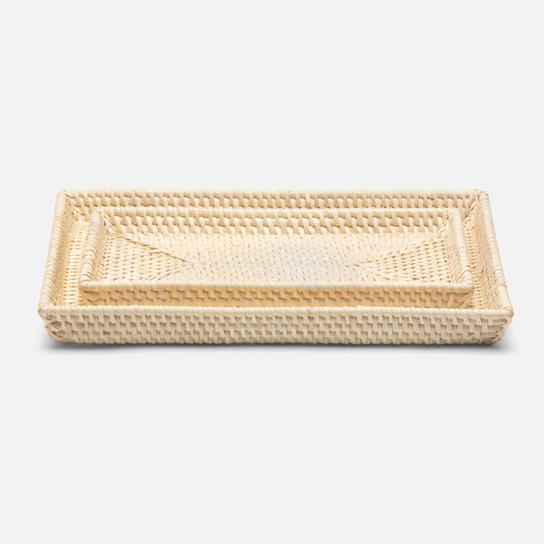 Dalton, Cream, Nested Trays, Rectangular Tapered, Rattan, S/2