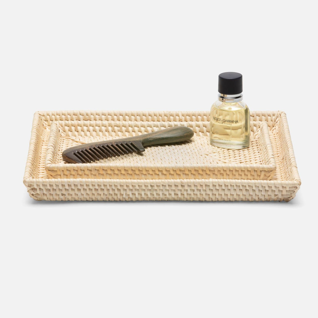 Dalton, Cream, Nested Trays, Rectangular Tapered, Rattan, S/2