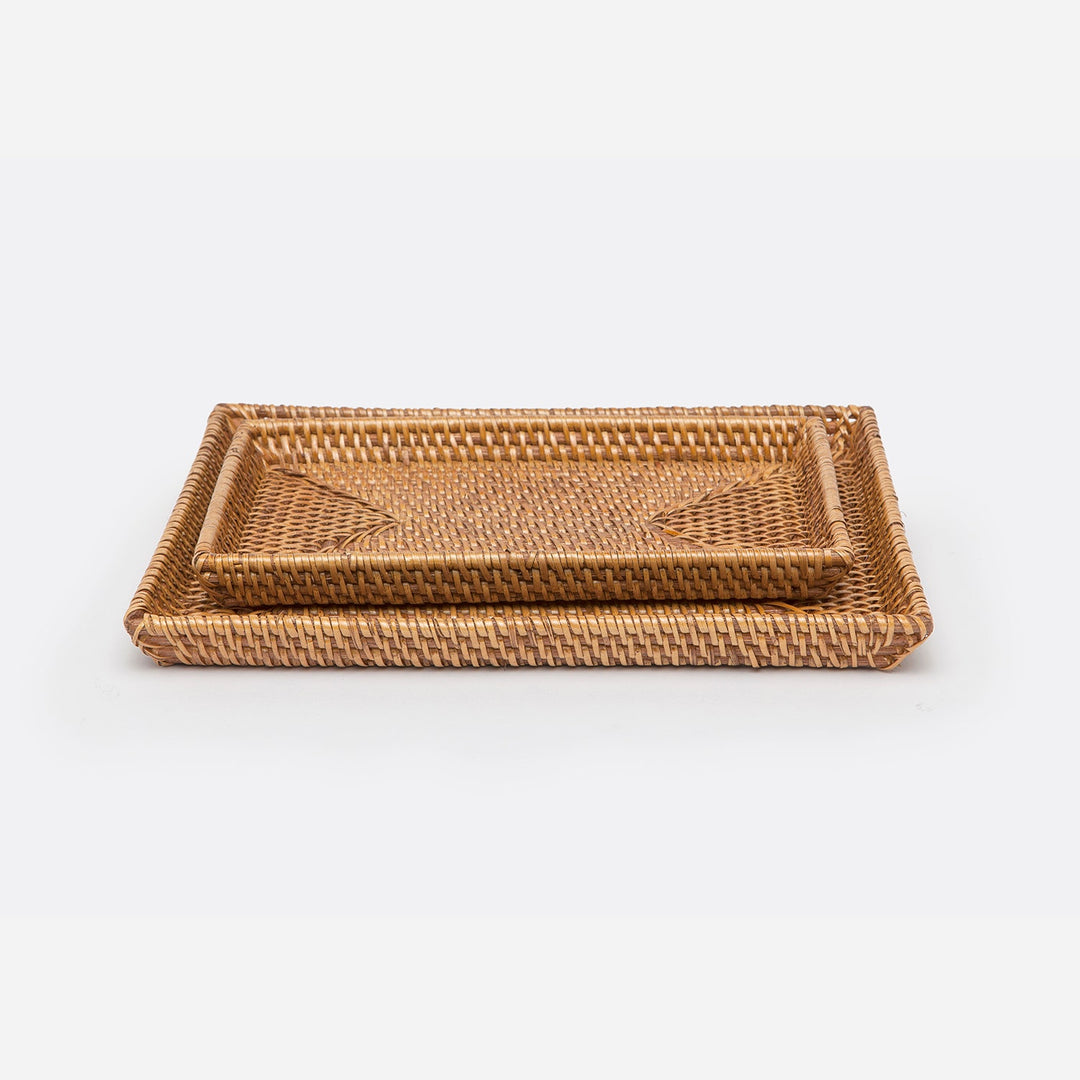 Dalton, Brown, Nested Trays, Rectangular Tapered, Rattan, S/2
