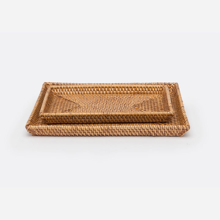 Dalton, Brown, Nested Trays, Rectangular Tapered, Rattan, S/2