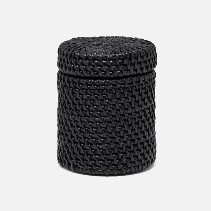 Dalton, True Black, Canister, Round, Rattan