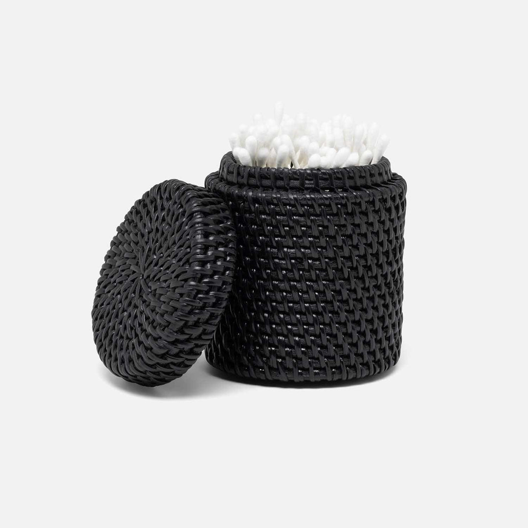 Dalton, True Black, Canister, Round, Rattan