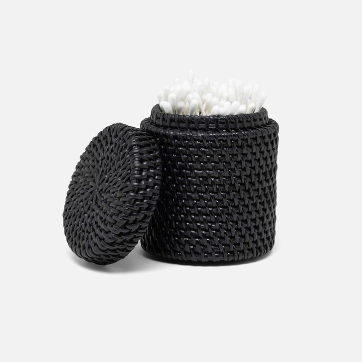 Dalton, True Black, Canister, Round, Rattan
