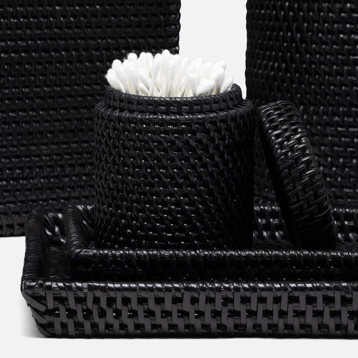 Dalton, True Black, Canister, Round, Rattan