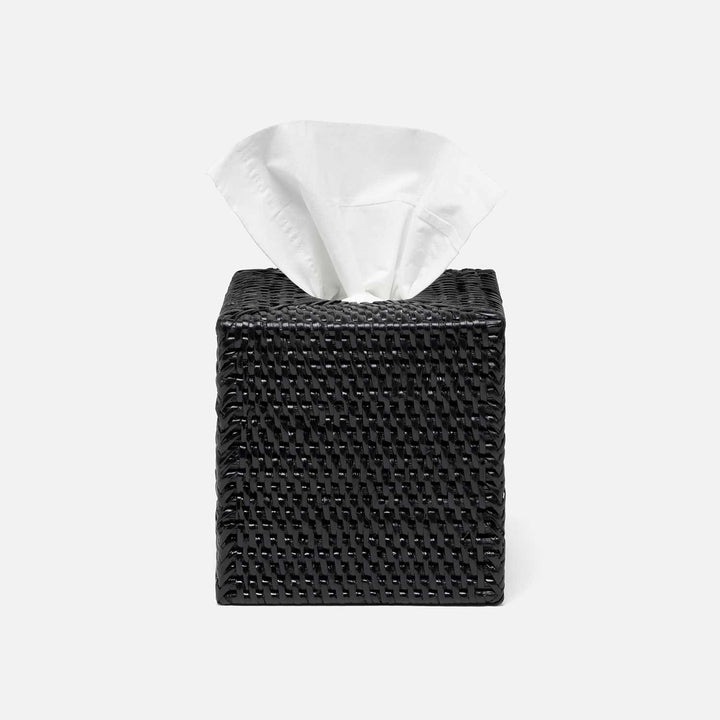 Dalton, True Black, Tissue Box, Square Straight, Rattan