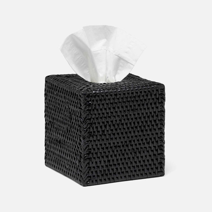 Dalton, True Black, Tissue Box, Square Straight, Rattan