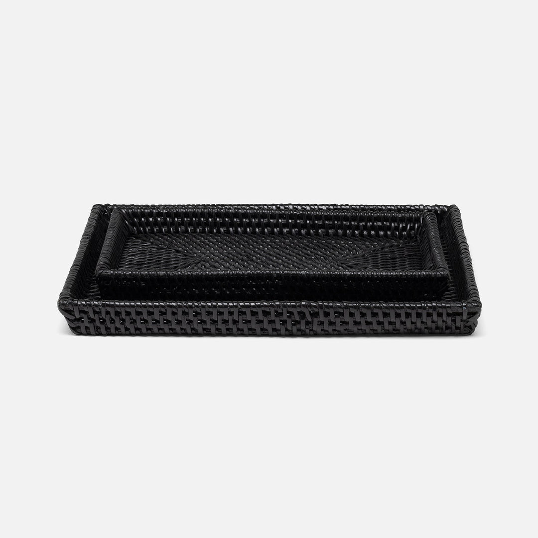 Dalton, True Black, Nested Trays, Rectangular Tapered, Rattan, S/2