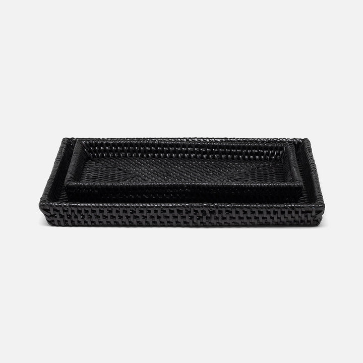 Dalton, True Black, Nested Trays, Rectangular Tapered, Rattan, S/2