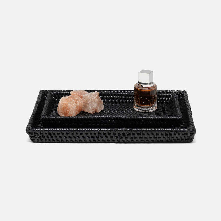 Dalton, True Black, Nested Trays, Rectangular Tapered, Rattan, S/2
