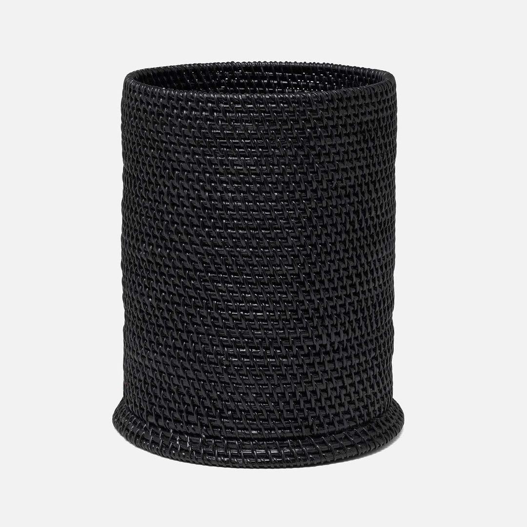 Dalton, True Black, Wastebasket, Round, Rattan