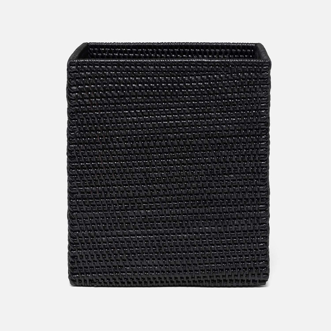 Dalton, True Black, Wastebasket, Rectangular, Straight, Rattan