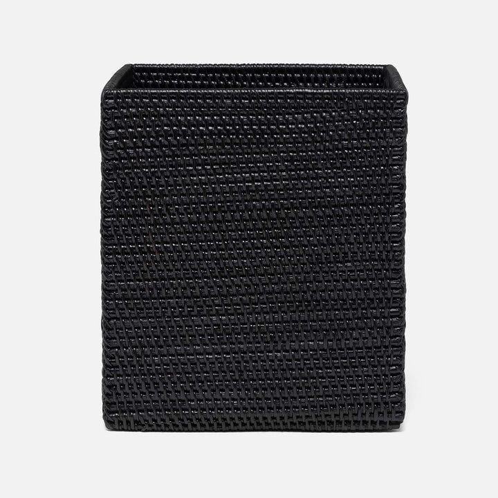 Dalton, True Black, Wastebasket, Rectangular, Straight, Rattan