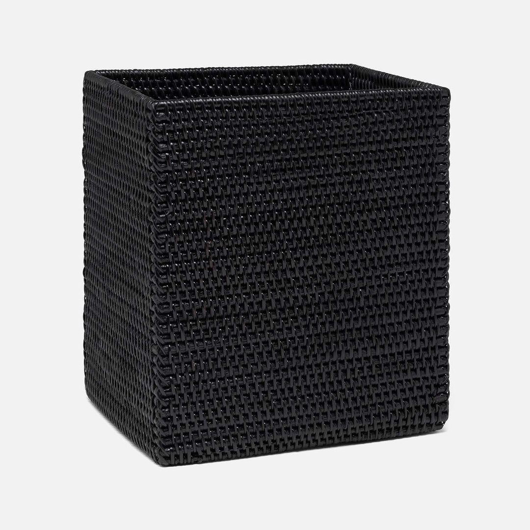 Dalton, True Black, Wastebasket, Rectangular, Straight, Rattan
