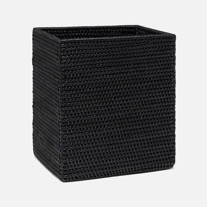 Dalton, True Black, Wastebasket, Rectangular, Straight, Rattan