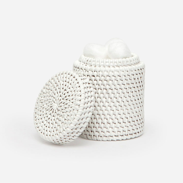 Dalton, White, Canister, Round, Rattan