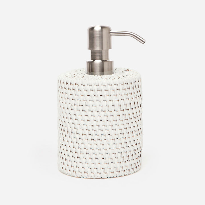 Dalton, White, Soap Pump, Round, Rattan
