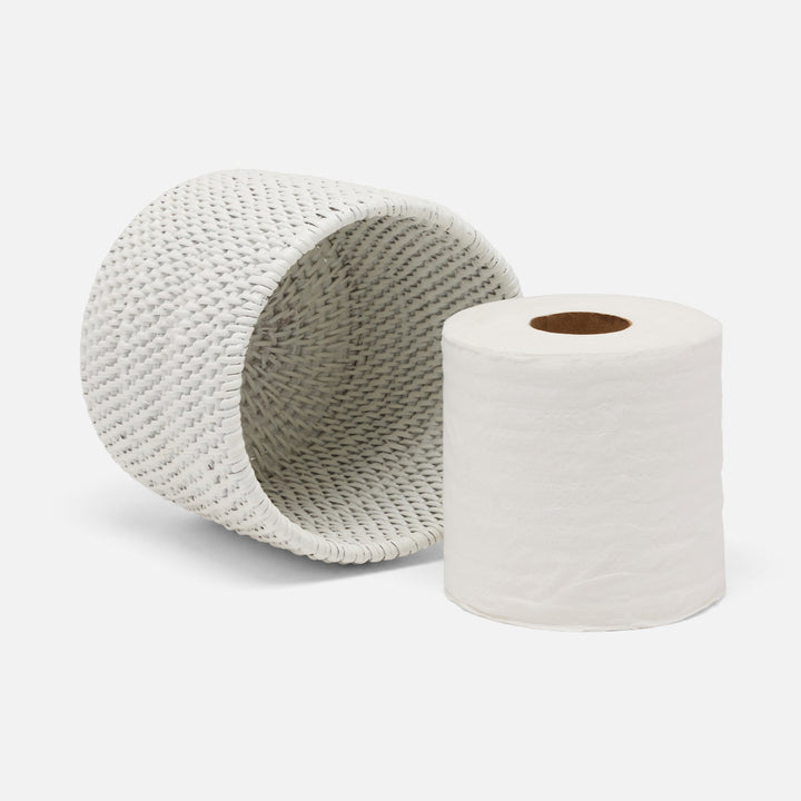 Dalton, White, Toilet Paper Cover, Rattan, Pack/2