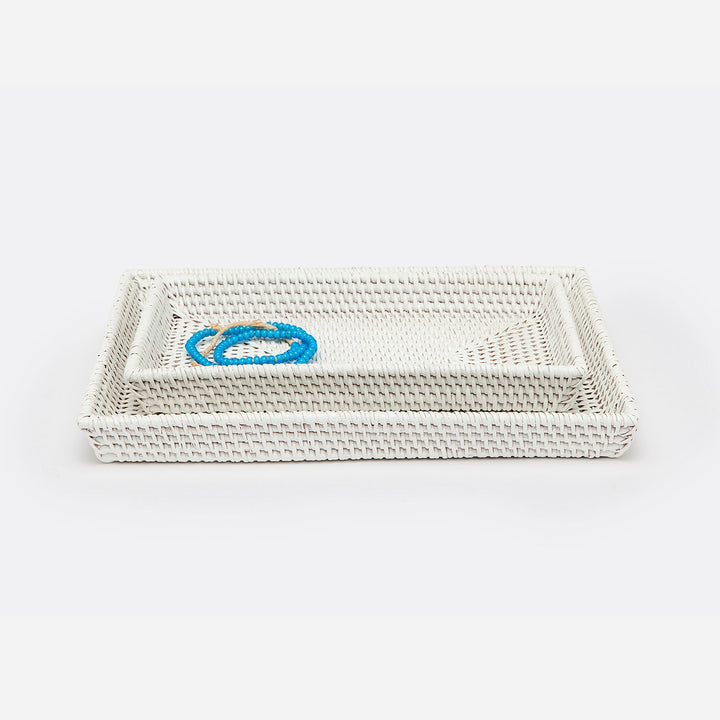Dalton, White, Nested Trays, Rectangular Tapered, Rattan, S/2