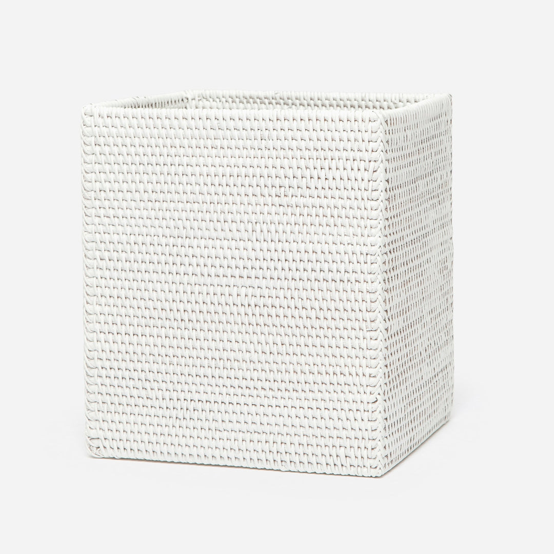 Dalton, White, Wastebasket, Rectangular Straight, Rattan