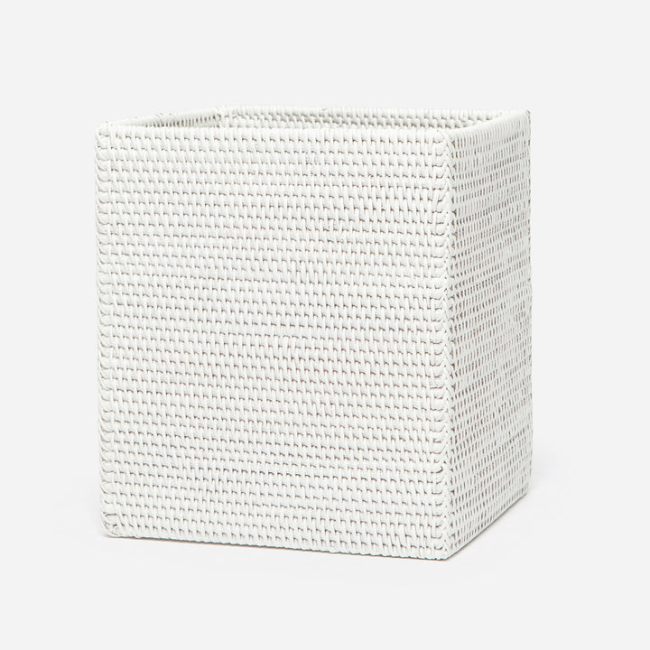 Dalton, White, Wastebasket, Rectangular Straight, Rattan