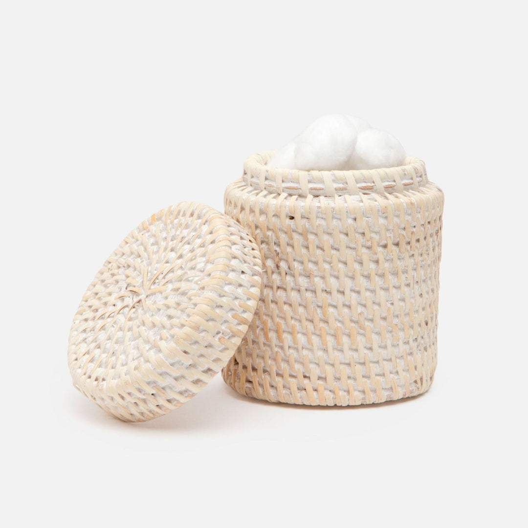 Dalton, Whitewashed, Canister, Round, Rattan