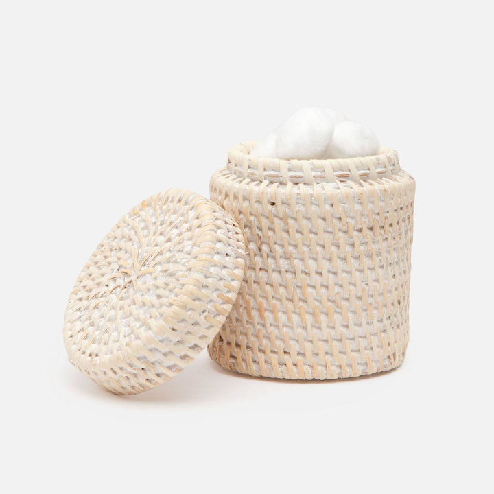 Dalton, Whitewashed, Canister, Round, Rattan