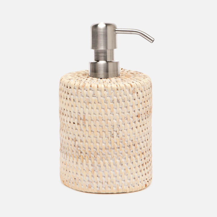 Dalton, Whitewashed, Soap Pump, Round, Rattan